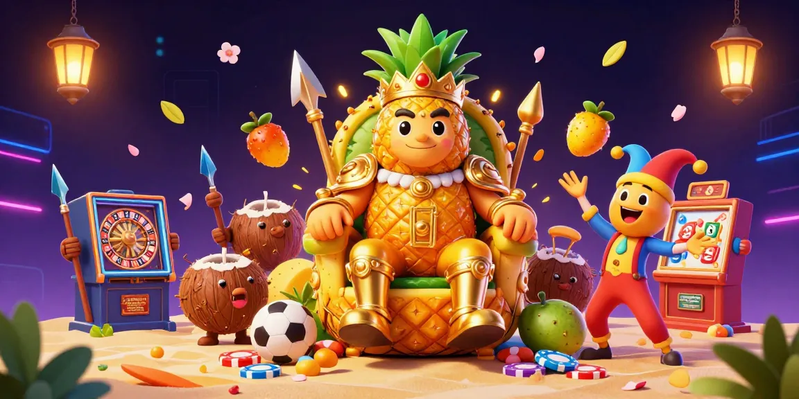 Cakhiatv sports betting scene featuring a golden pineapple king and vibrant casino elements.